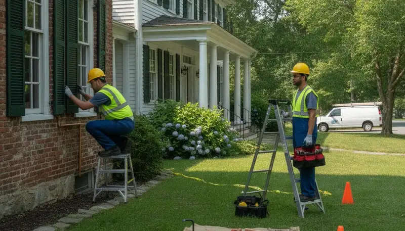 Plumber repairing pipe in Hartford, CT for residential plumbing service