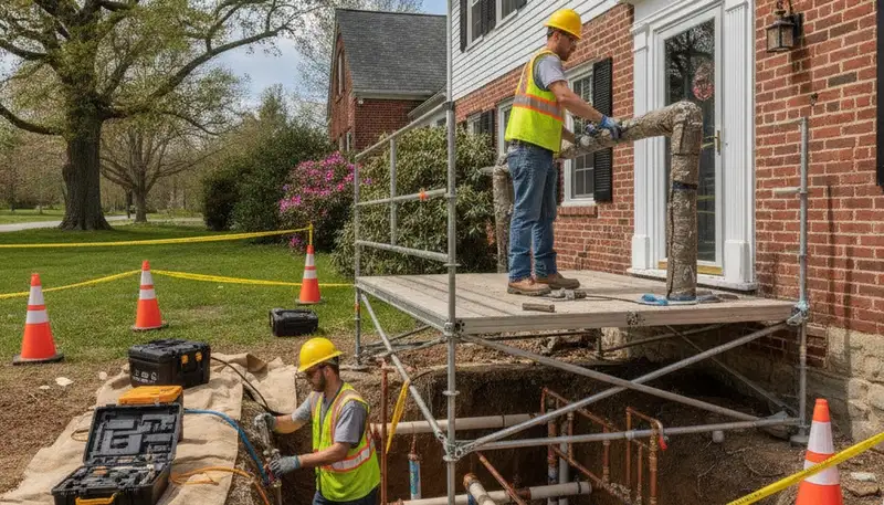 Hartford, CT plumber repairing a plumbing issue for a local home service call