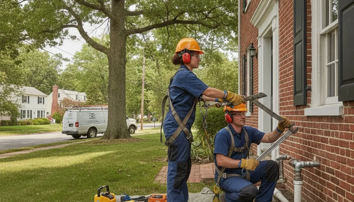 Hartford, CT plumber repairing a pipe for residential plumbing service