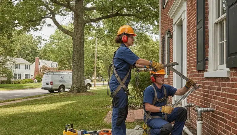 Hartford, CT plumber repairing a pipe for residential plumbing service