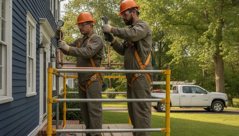 Plumber repairing a plumbing system in Hartford, CT for residential and commercial service