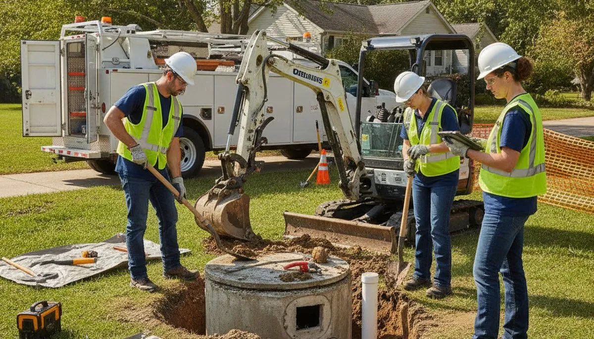 Hartford, CT septic repair technician inspecting residential plumbing system
