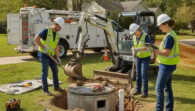 Hartford, CT septic repair technician inspecting residential plumbing system