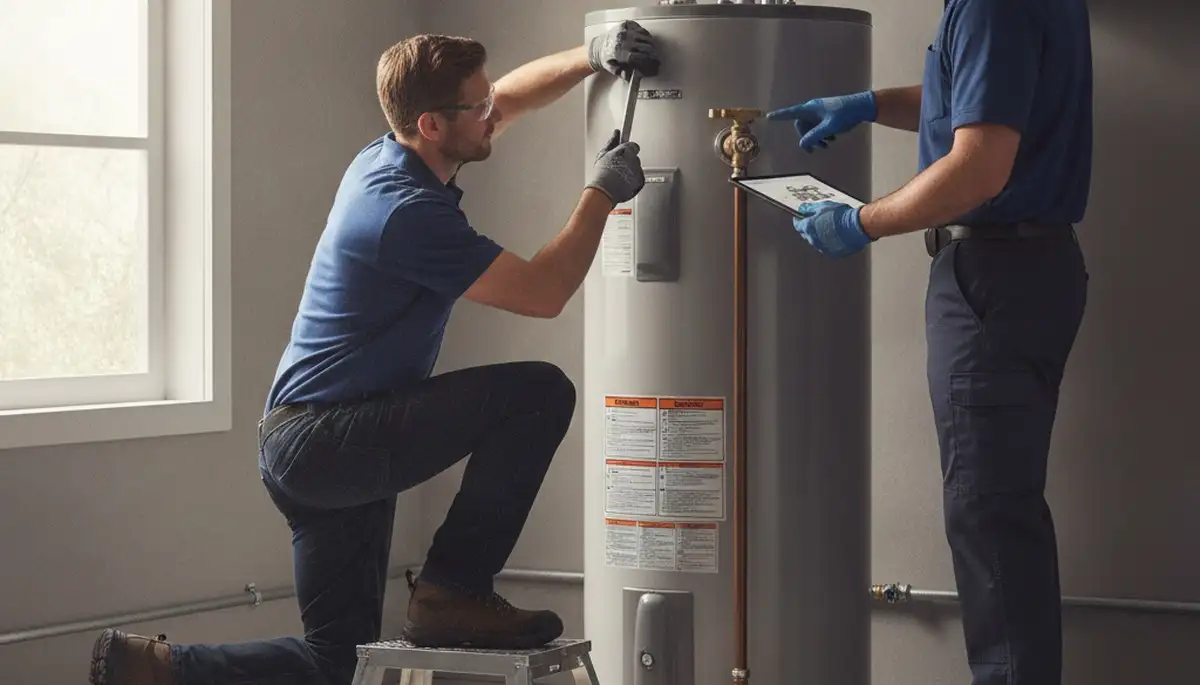 Hartford, CT plumber repairing a water heater for fast, reliable home service